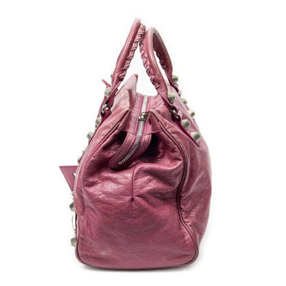Balenciaga Giant 21 Mid Day Pink Damage Leather Shoulder Bag — view 3