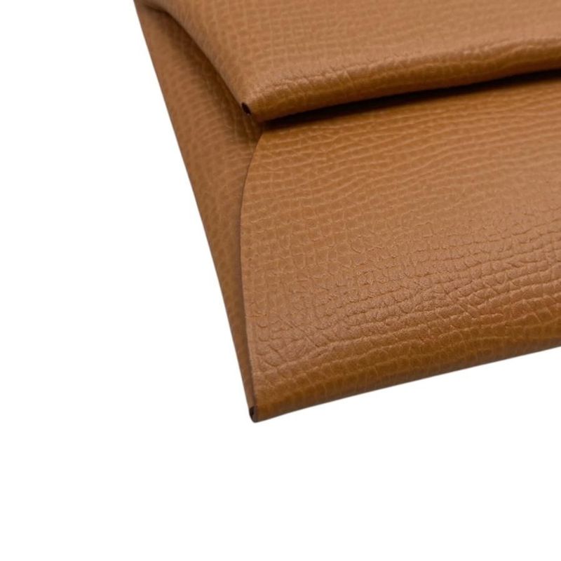 Hermes Coin Case Bastia B Engraved Epson Gold Brown Silver Hardware Hermes