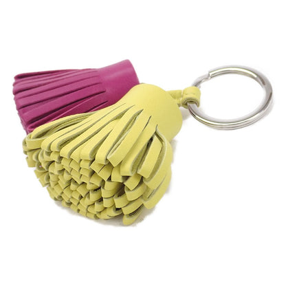 Hermes Carmen Unodos Charm Key Ring Agneau Milo Rose Purple Lime