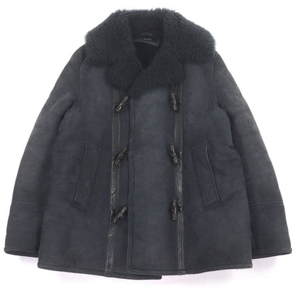 Gucci Sheep Fur Cowhide Toggle Button Double Breasted Shearling Jacket Leather