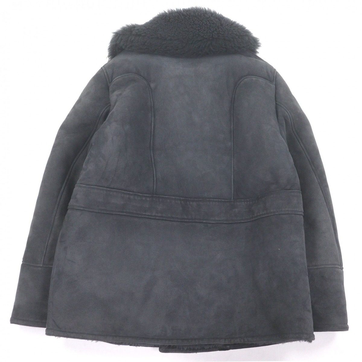 Gucci Sheep Fur Cowhide Toggle Button Double Breasted Shearling Jacket Leather — view 4