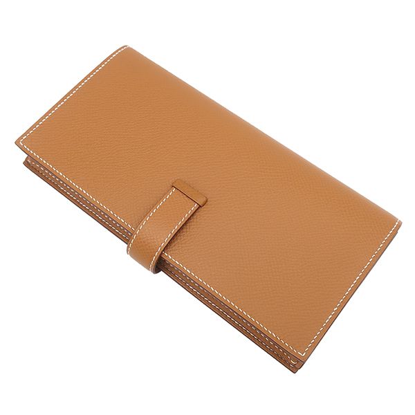Hermes Long Wallet Bearn Souffle Vaux Epson Gold Silver Hardware Unused Brown
