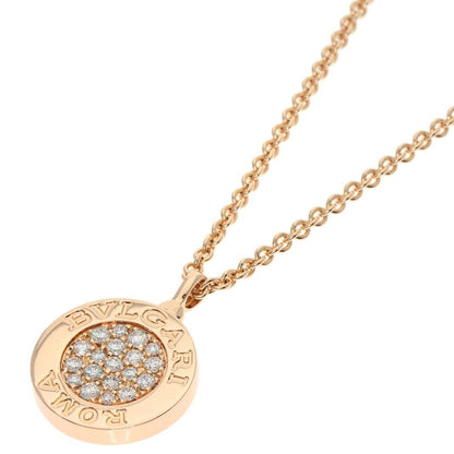 Bvlgari Bulgari Pave Diamond Onyx Necklace 18K Pink Gold Ladies