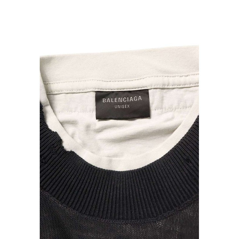 Balenciaga 25 AW T3401 Layered Border Sweatshirt Knit — view 3