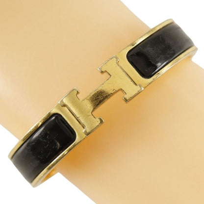 Hermes Click H Gold Plated Black Ladies 34.3g Bangle