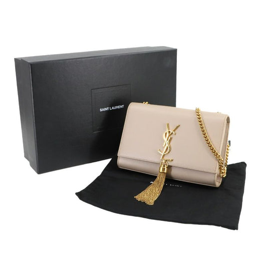 Saint Laurent Kate Small Chain Shoulder Bag Leather Beige 474366 90295375