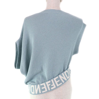 Fendi 2023 Fzxb23 Logo Design Asymmetrical Draped Knit Blue 36 Storage With Bag