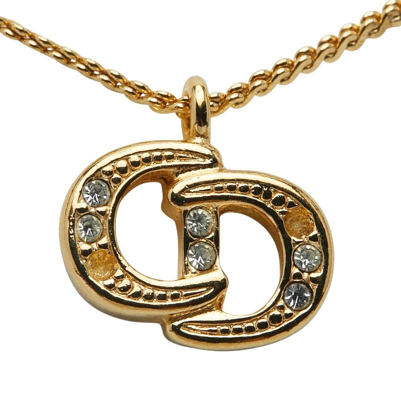 Dior CD Logo Rhinestone Gold Plated Ladies Dior
