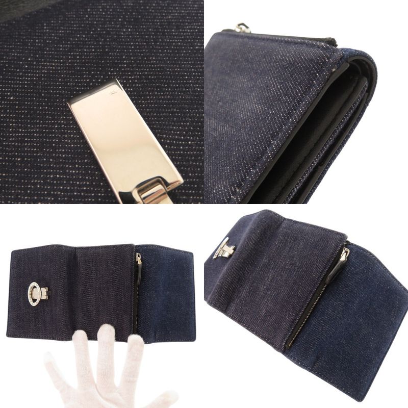 Bulgari Clip Denim Blue Trifold Wallet 1905 Bvlgari
