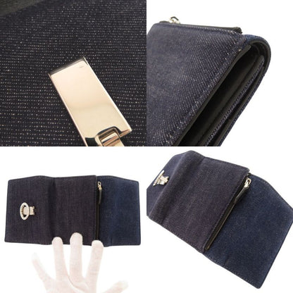 Bulgari Clip Denim Blue Trifold Wallet 1905 Bvlgari