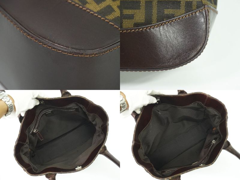 Authentic Fendi Zucca Tote Handbag Canvas Brown 16328 Zucca Bag Pre-owned