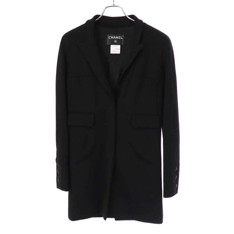 Chanel 2007 AW Braided Coco Mark Button Long Jacket Black 36
