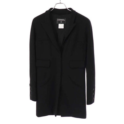Chanel 2007 AW Braided Coco Mark Button Long Jacket Black 36