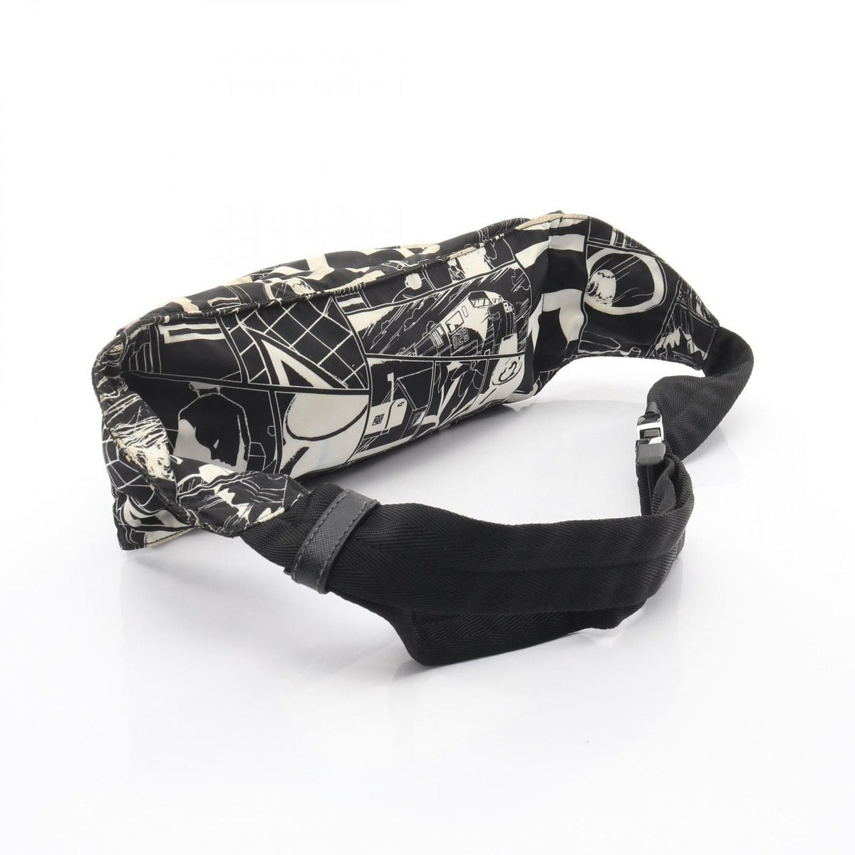 Prada Waist Bag Tessuto Comics Black Nylon Saffiano Leather — view 2