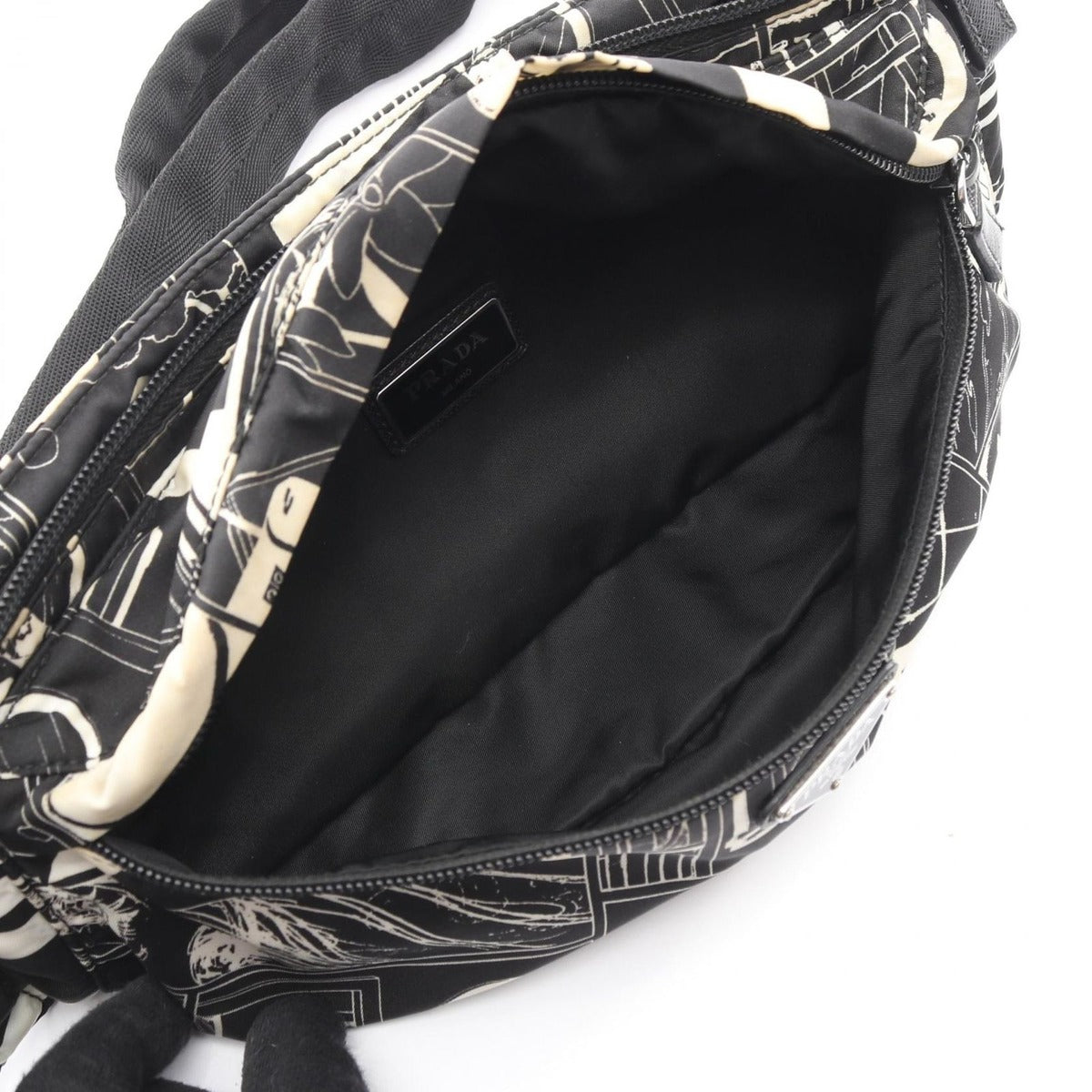 Prada Waist Bag Tessuto Comics Black Nylon Saffiano Leather — view 3