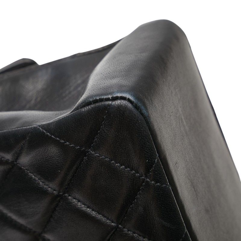 Chanel Matelasse Coco Mark Handbag Top Handle Black Lambskin Women Chanel