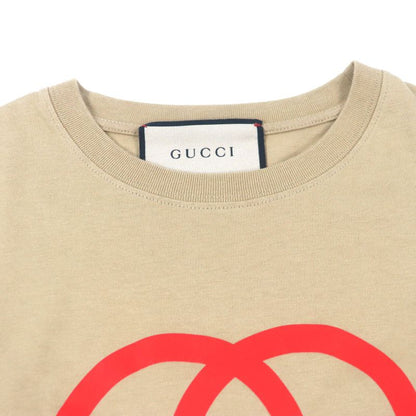 Gucci 771758 100% Cotton GG Logo Print Crew Neck Short Sleeve Brown XS Made