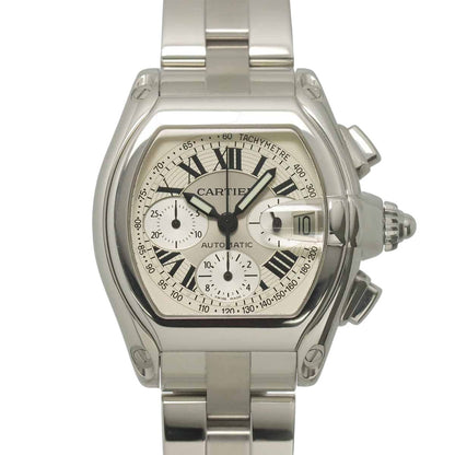 Cartier Roadster XL Chronograph Watch Date Silver Automatic