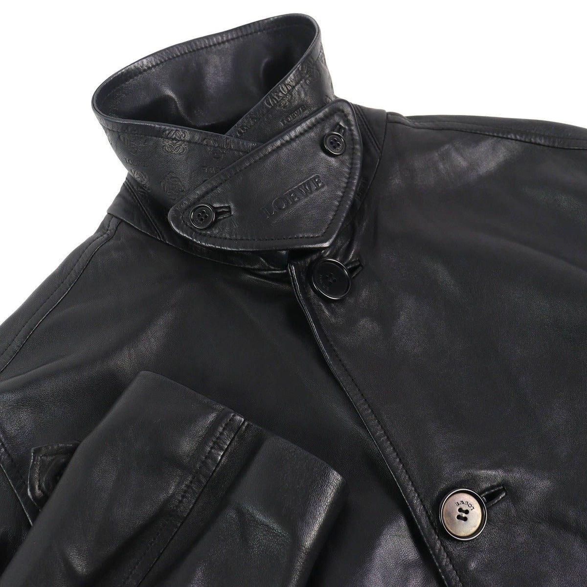 Loewe Anagram Embossed Logo Chin Strap Button Lamb Leather — view 5