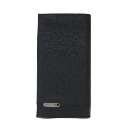 Bvlgari Bifold Wallet Bill & Card Case Leather Black Silver