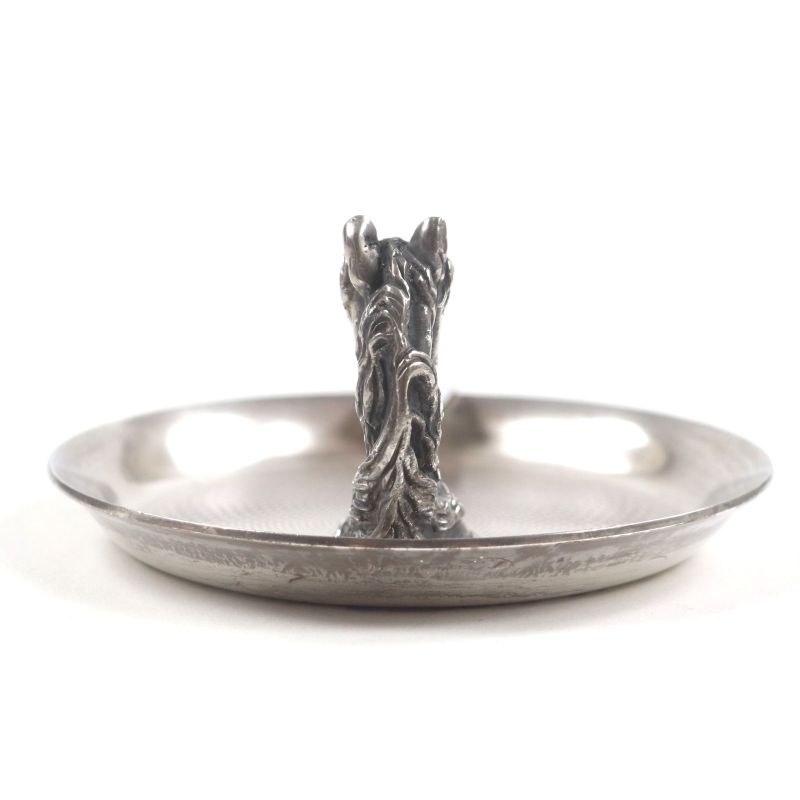 Hermes Vintage Cheval Horse Ashtray Metal Horse Motif Silver Men's