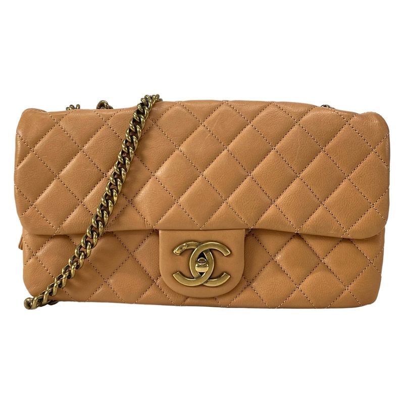 Chanel Shoulder Bag Single Flap Matelasse Light Brown Chain Shoulder/vintage