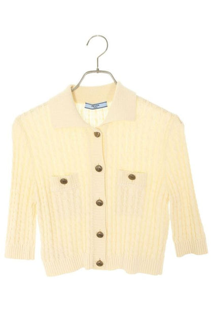 Prada P25l82 Half Sleeve Cable Knit Cardigan Women 36