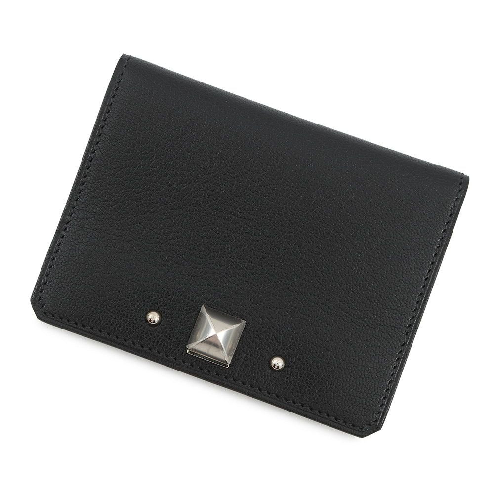 Hermes Card Case Medallion Black Silver Chevre Sham Kira