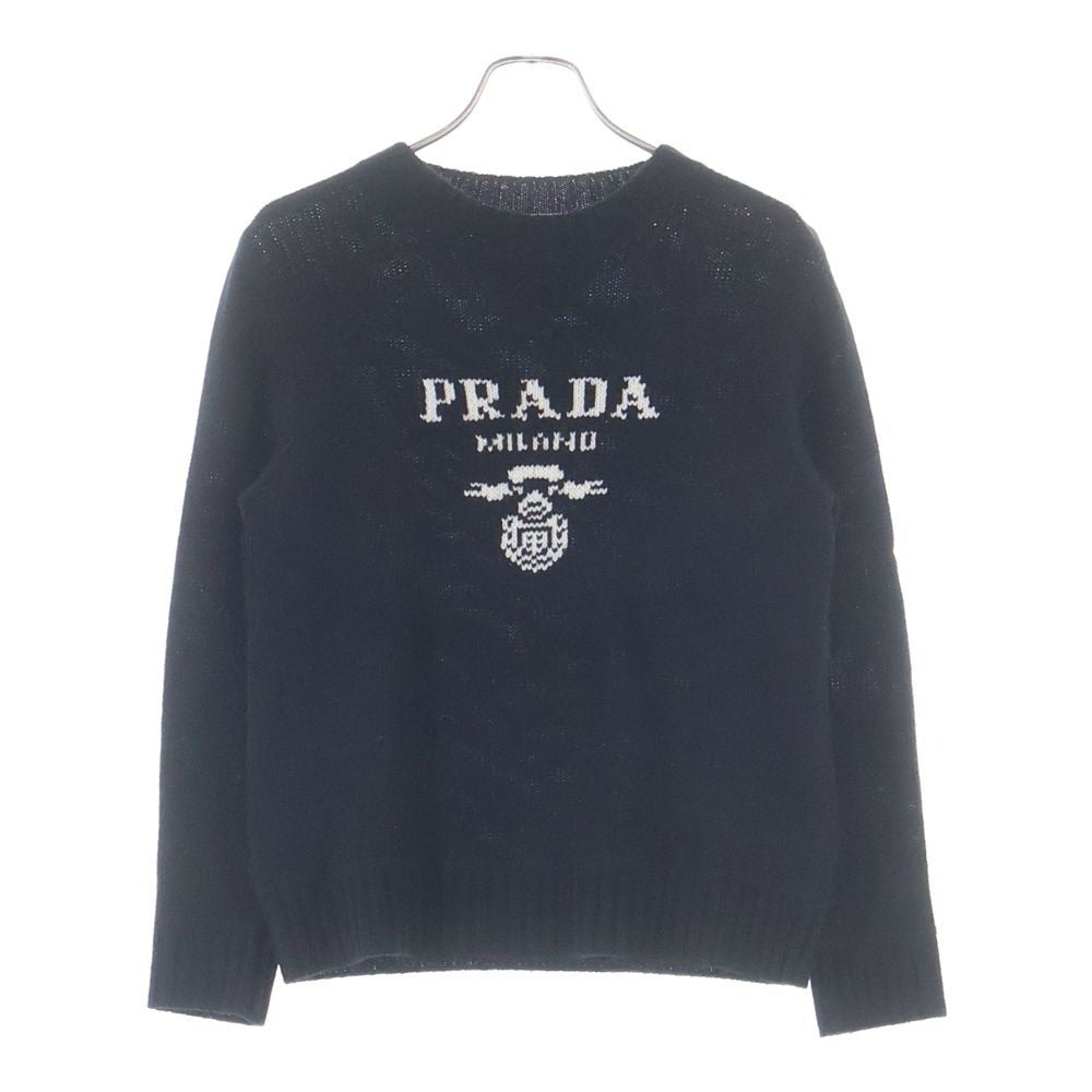 Prada Drogo Wool Cashmere Long Sleeve Knit Sweater Black