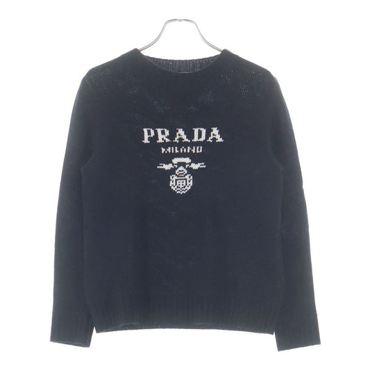 Prada Drogo Wool Cashmere Long Sleeve Knit Sweater Black