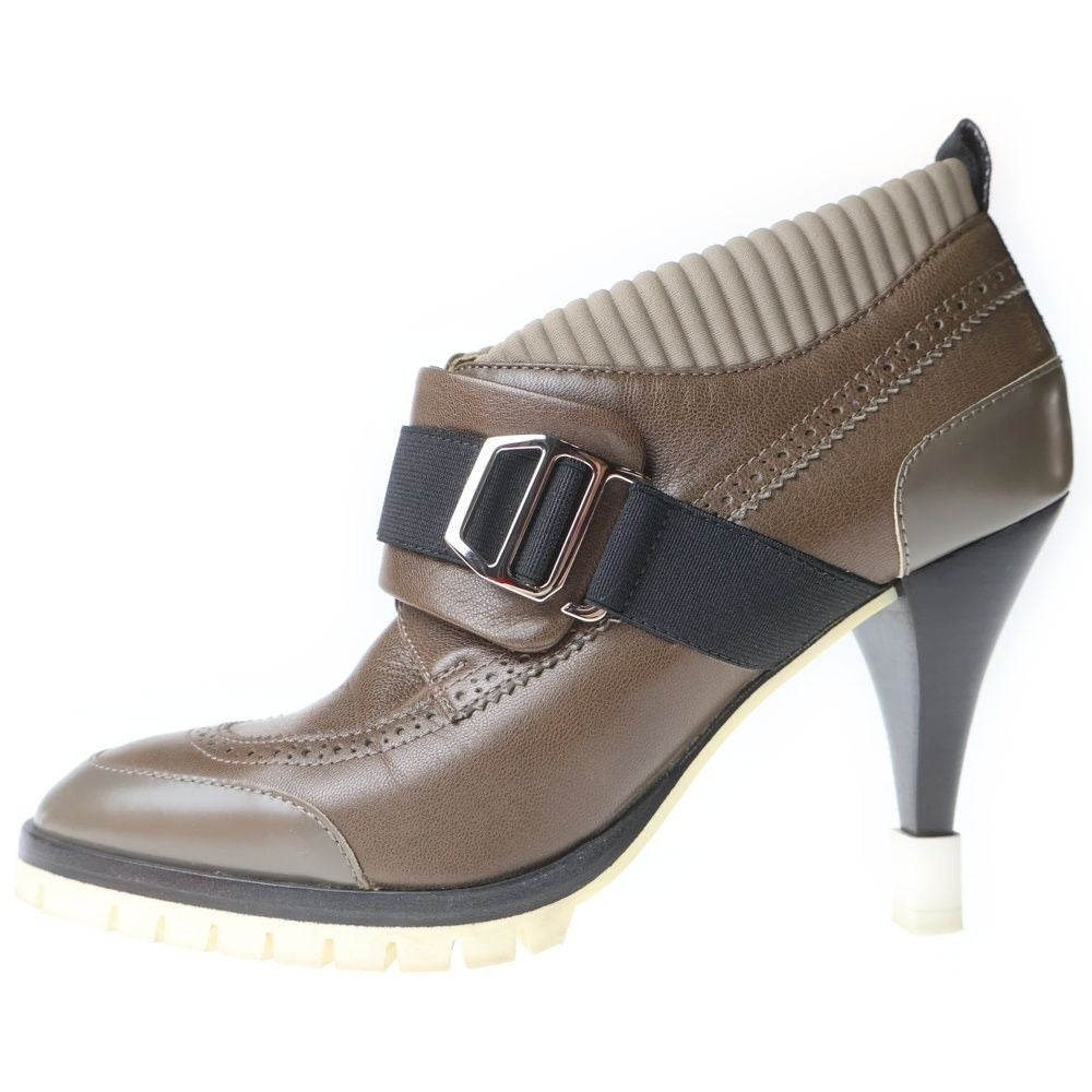 Hermes Calf Leather Stretch Knit Short Boots Brown