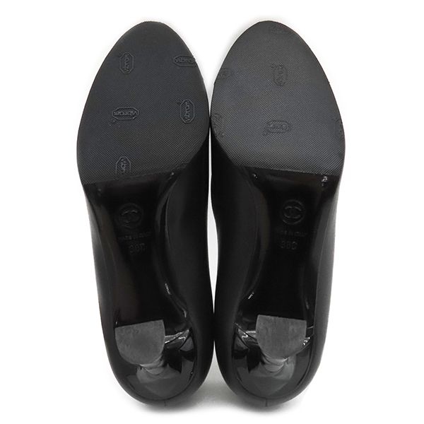 Chanel Pumps Coco Mark Matelasse Heels Leather Black 38c Black G40154 [box