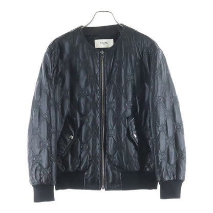 Celine Triomphe Leather Bomber Jacket Zip Up