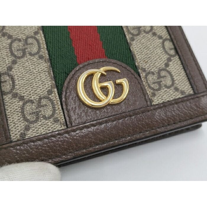 Gucci Bifold Wallet Compact Ophidia Leather Brown — view 6