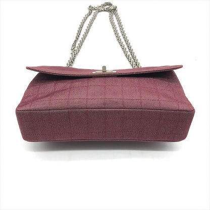 Chanel 2.55 Choco Bar Canvas Chain Shoulder Bag Gold