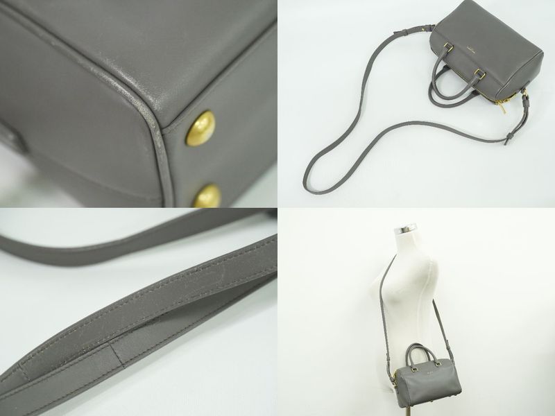 Authentic Saint Laurent Baby Duffle 2WAY Shoulder Bag Handbag Pochette Leather