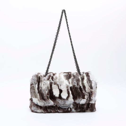 Chanel Shoulder Bag 23 2.55 Double Flap Rabbit Fur