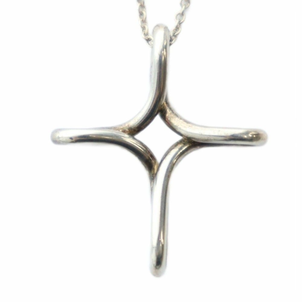 Tiffany & Co Infinity Cross Necklace Pendant Logo Silver