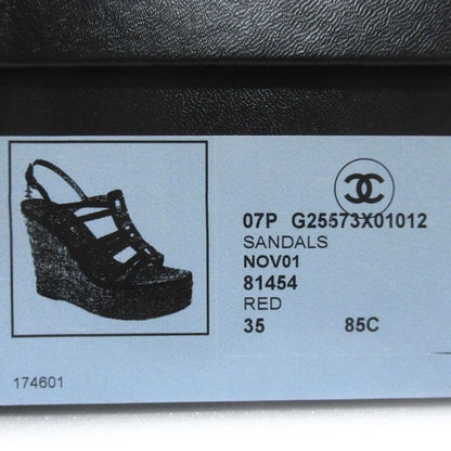 Chanel Patent Leather Cork Sole Wedge Sole Suring Back Sandals 35C 22cm