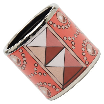 Hermes Enamel Collier de Chien Motif Silver Orange Metal Ladies