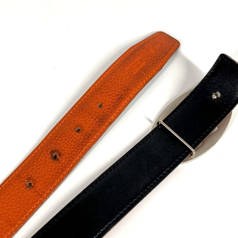 Hermes Belt Double H Logo Buckle Leather Orange