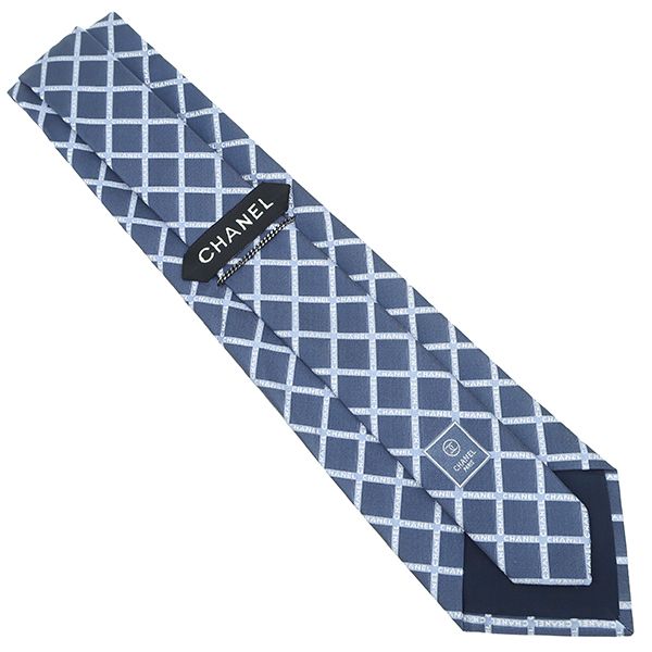 Chanel Necktie Chanel Logo 9cm (3.54in) Silk Navy Plaid