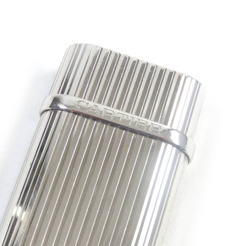 Cartier Godron Stripe Pattern Oval Roller Smoking Tool Silver