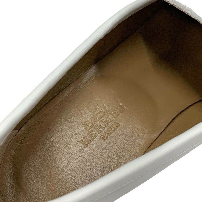 Hermes Royale Loafer Leather Shoes Leather White Unused Moccasins Flat Shoes