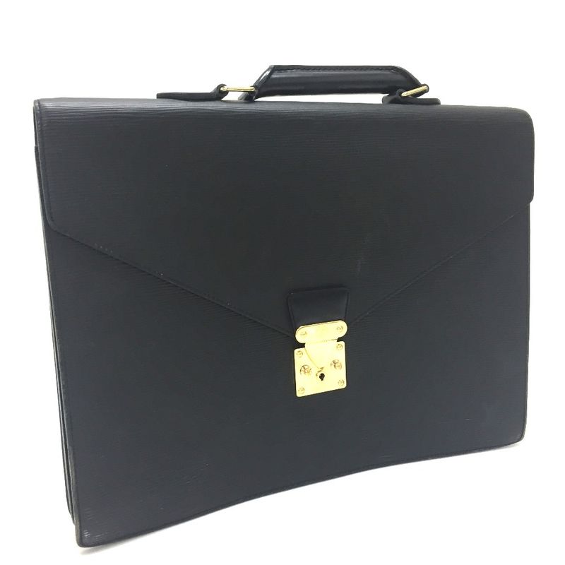 Louis Vuitton Business Bag Serviette Ambassador M54412 Epi Leather Creel Black