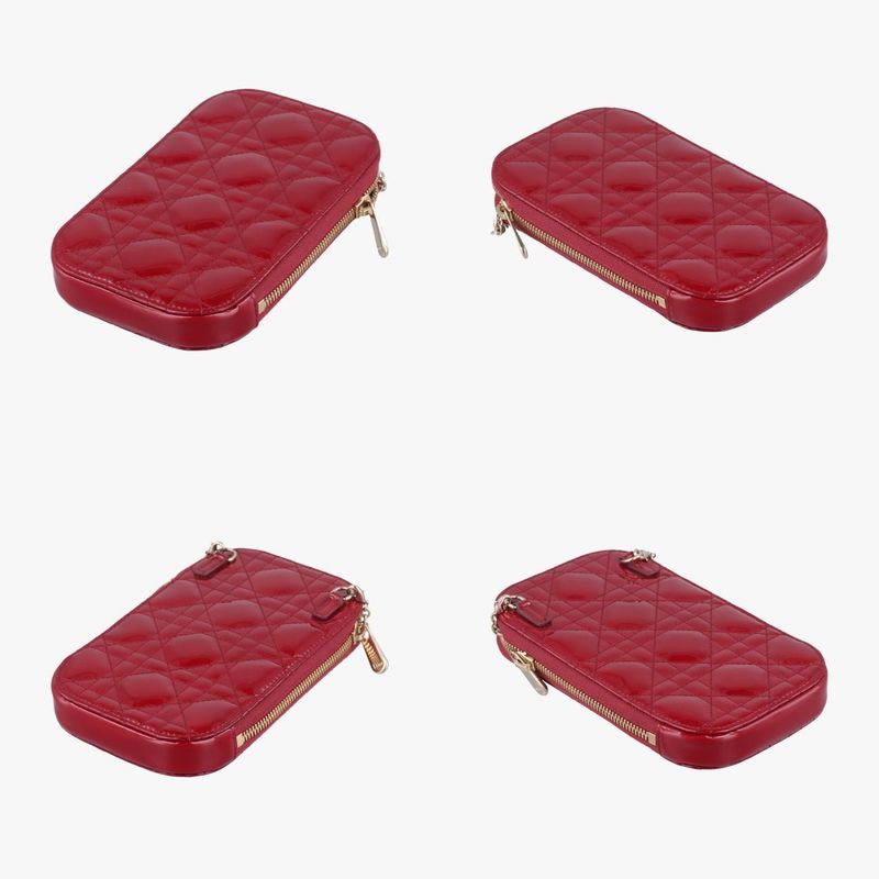Christian Diorchristian Dior Lady Dior Cannage Phone Holder Red Patent 56-ma-026