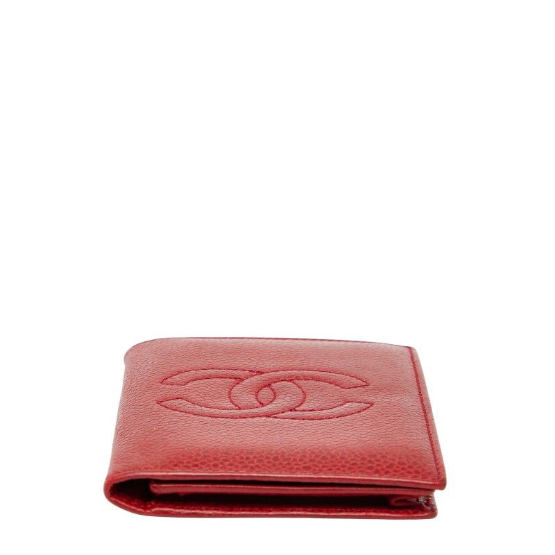 Chanel Coco Mark Card Case Business Card Holder Red Caviar Skin Ladies Chanel