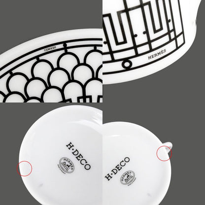 Hermes Coffee Cup & Saucer - H Deco Set Of 2 White Black White Black