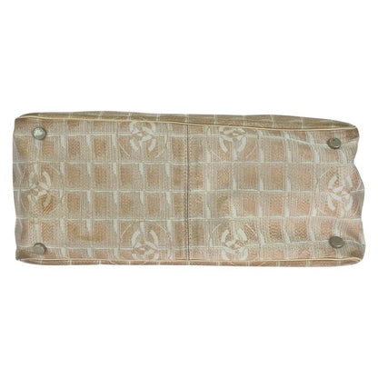 Chanel New Travel Line Coco Mark Pink Beige Canvas/leather Tote Handbag Ladies