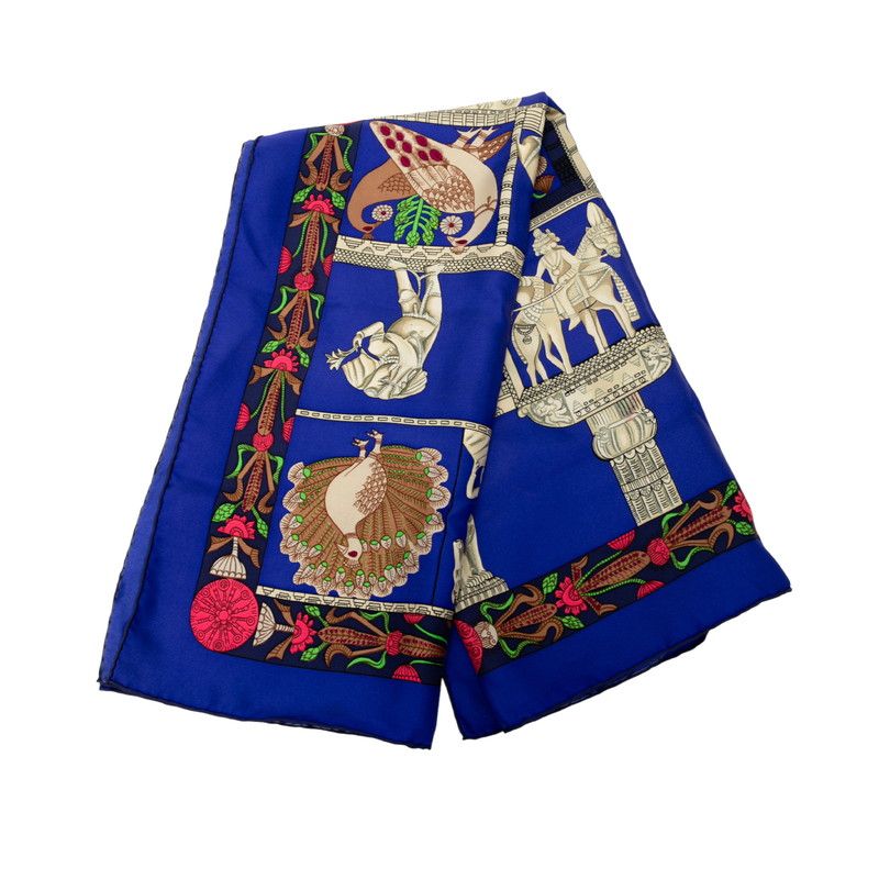 Hermes Carre 90 Torana Blue Multicolor Silk Women Hermes